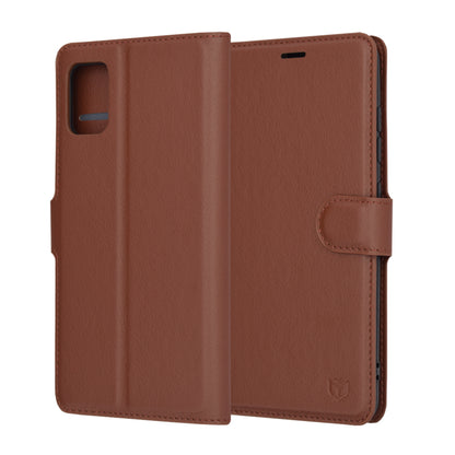 Husa de protectie Techsuit Leather Folio compatibila cu Samsung Galaxy A51 4G, acoperire spate, maro