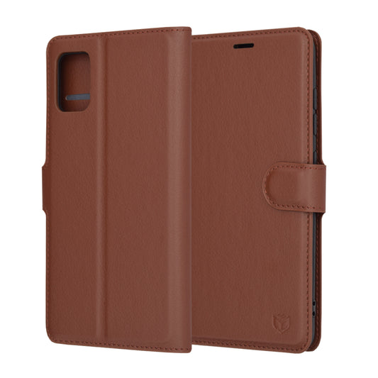 Husa de protectie Techsuit Leather Folio compatibila cu Samsung Galaxy A51 4G, acoperire spate, maro
