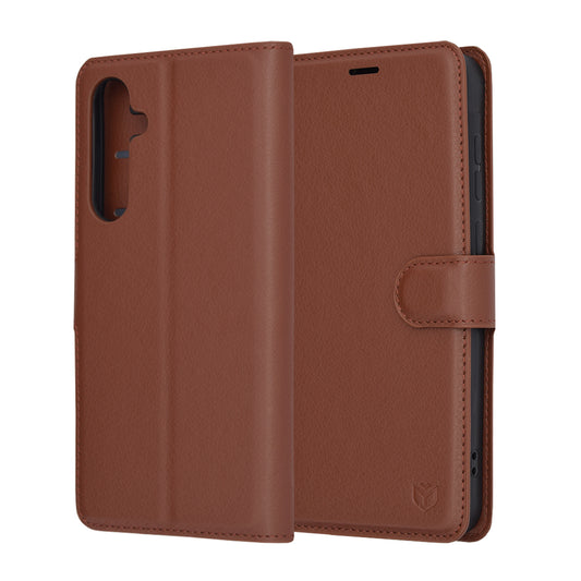 Husa de protectie Techsuit Leather Folio compatibila cu Samsung Galaxy A55 5G, acoperire spate, maro
