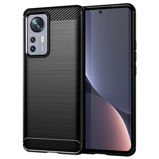 Husa de protectie Techsuit Carbon Siliconecompatibila cu Xiaomi 12, acoperire spate, negru