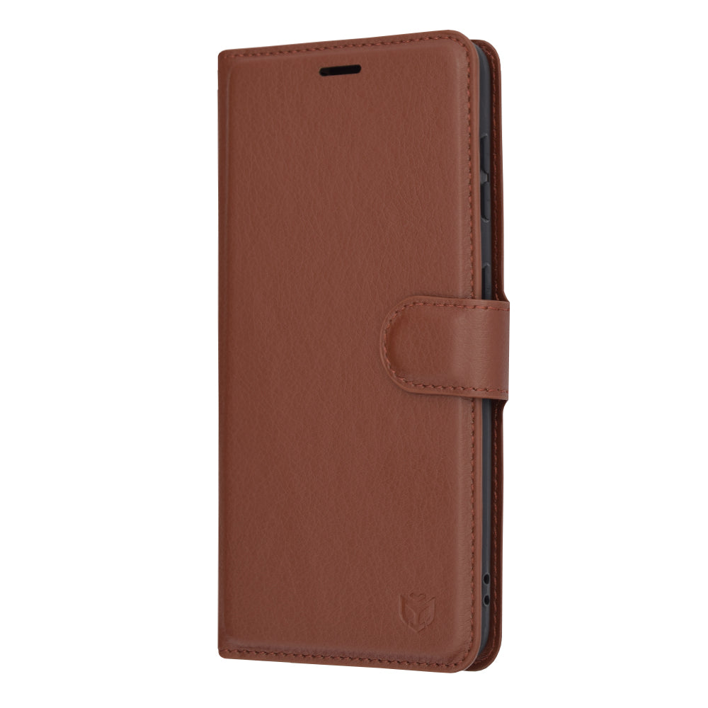 Husa de protectie Techsuit Leather Folio compatibila cu Samsung Galaxy S21 5G, acoperire spate, maro