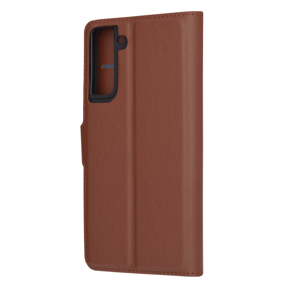 Husa de protectie Techsuit Leather Folio compatibila cu Samsung Galaxy S21 5G, acoperire spate, maro