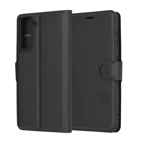 Husa de protectie Techsuit Leather Folio compatibila cu Samsung Galaxy S21 5G, acoperire spate, negru