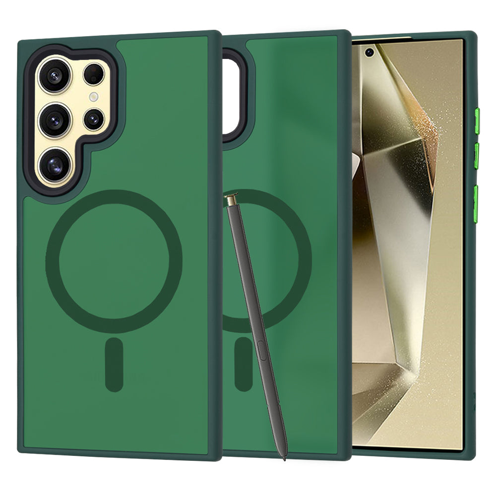Husa de protectie Techsuit HaloFrost Series compatibila cu Samsung Galaxy S24 Ultra , acoperire spate, verde inchis