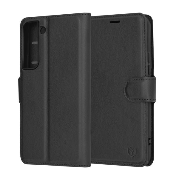 Husa de protectie Techsuit Leather Folio compatibila cu Samsung Galaxy S22 5G, acoperire spate, negru