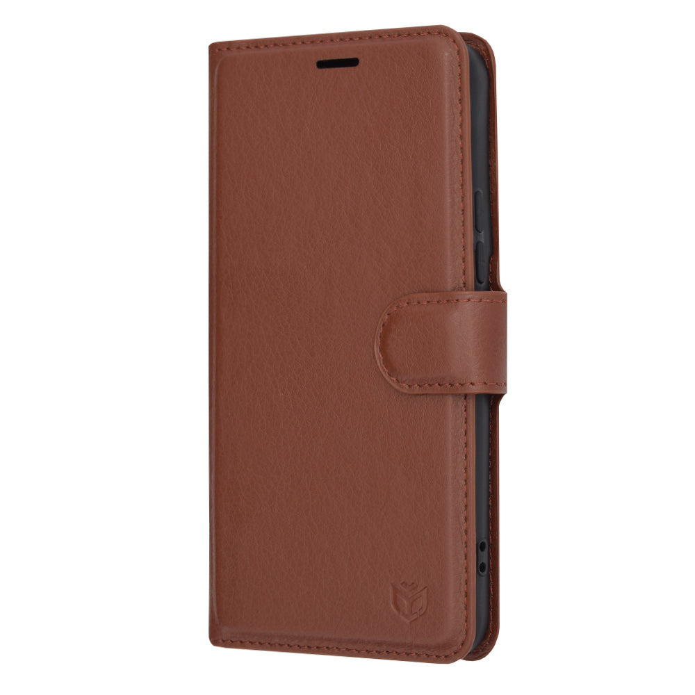 Husa de protectie Techsuit Leather Folio compatibila cu Samsung Galaxy S22 5G, acoperire spate, maro