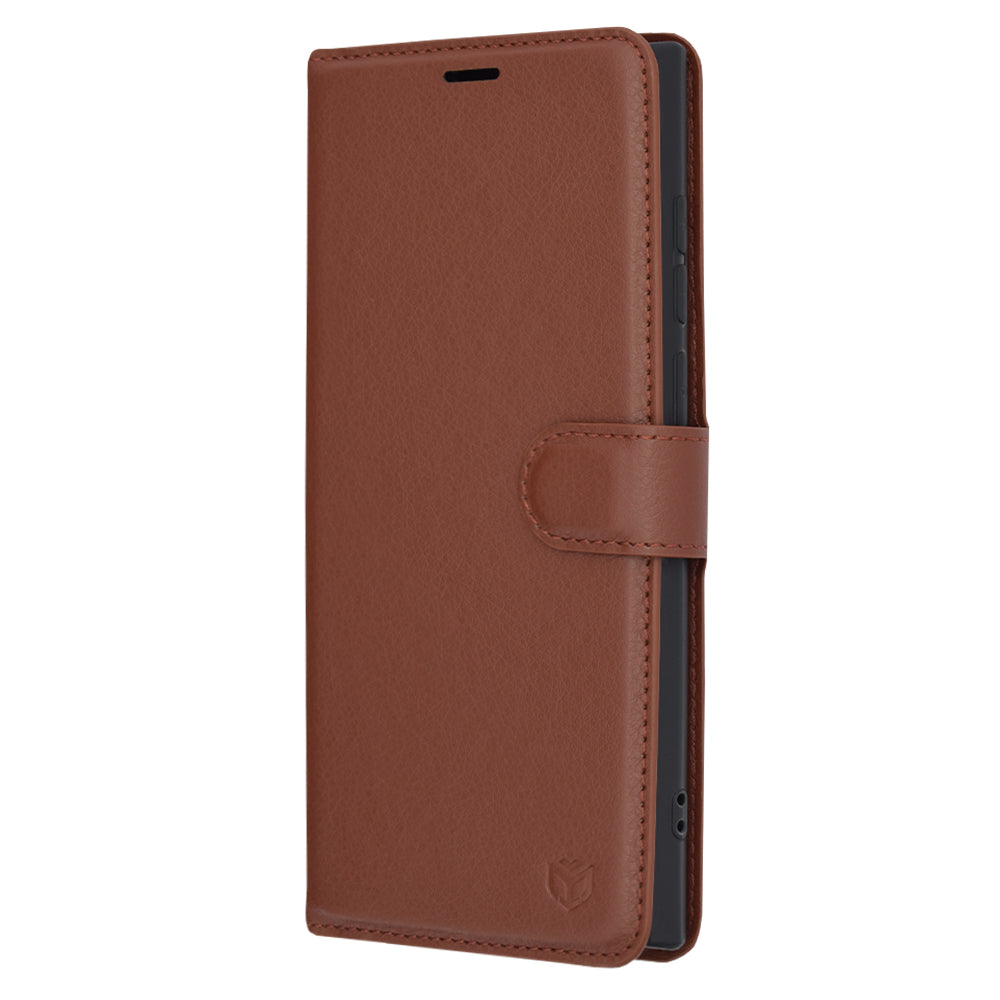 Husa de protectie Techsuit Leather Folio compatibila cu Samsung Galaxy S22 Ultra 5G, acoperire spate, maro