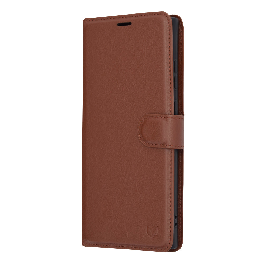 Husa de protectie Techsuit Leather Folio compatibila cu Samsung Galaxy S23 Ultra, acoperire spate, maro