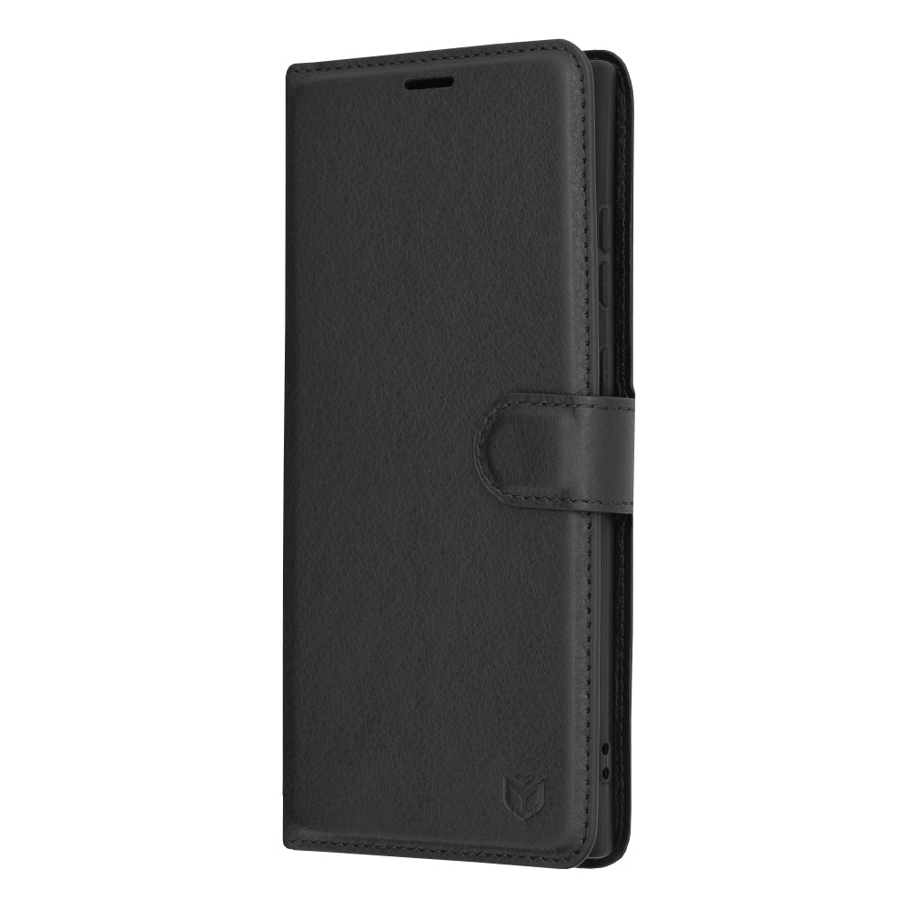 Husa de protectie Techsuit Leather Folio compatibila cu Samsung Galaxy S23 Ultra, acoperire spate, negru