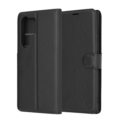 Husa de protectie Techsuit Leather Folio compatibila cu Samsung Galaxy S23 Ultra, acoperire spate, negru