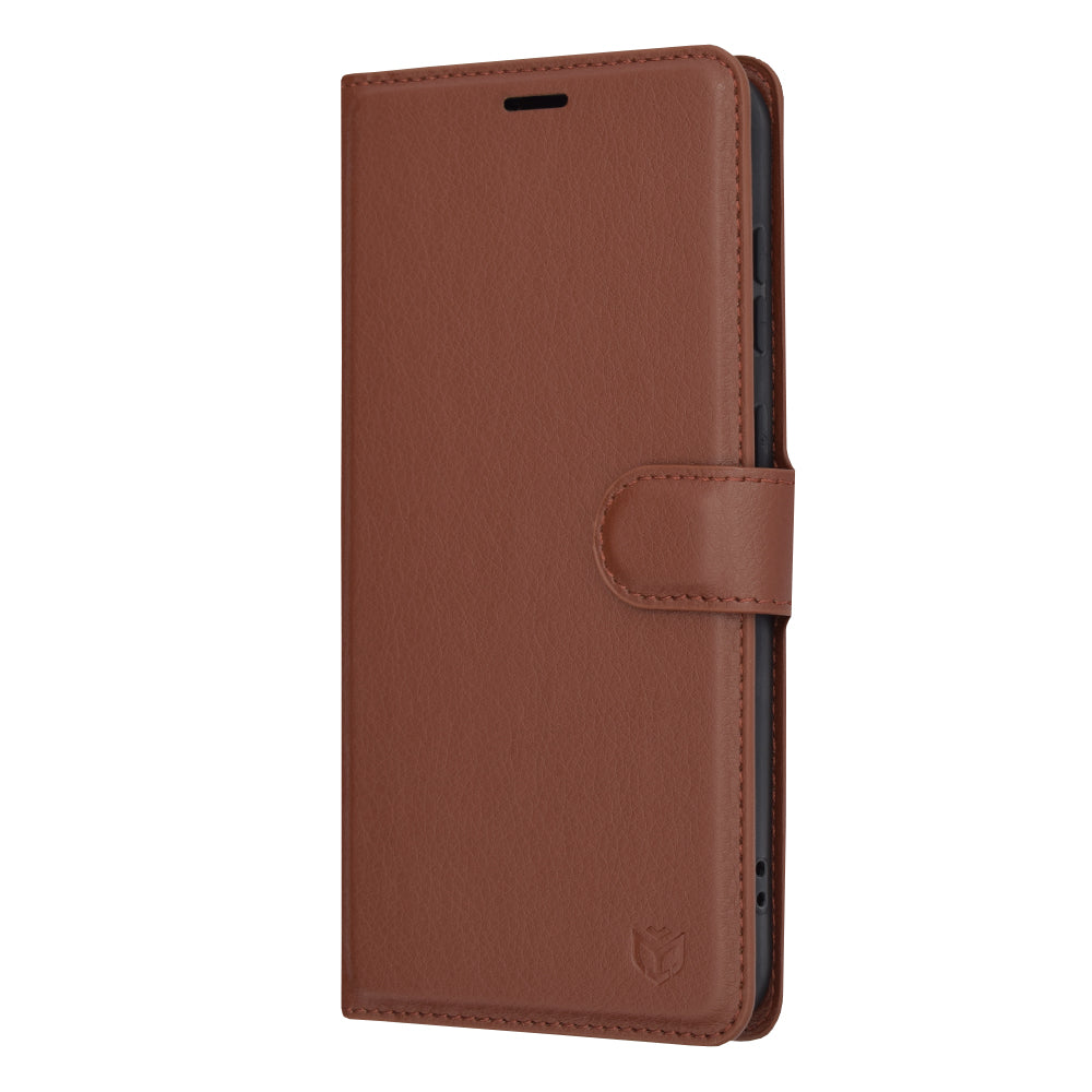 Husa de protectie Techsuit Leather Folio compatibila cu Samsung Galaxy S23 Plus, acoperire spate, maro