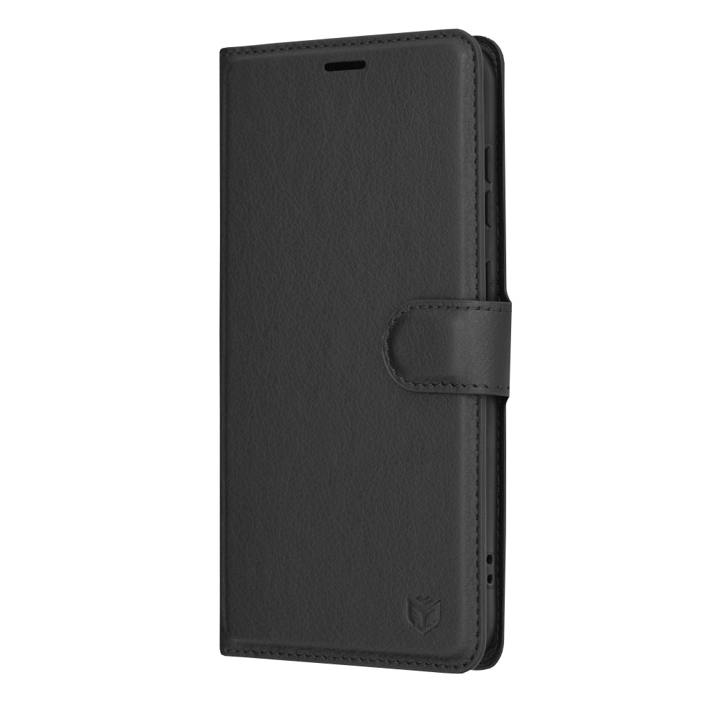 Husa de protectie Techsuit Leather Folio compatibila cu Samsung Galaxy S23 Plus, acoperire spate, negru