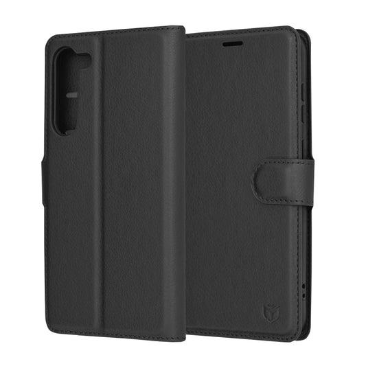 Husa de protectie Techsuit Leather Folio compatibila cu Samsung Galaxy S23 Plus, acoperire spate, negru