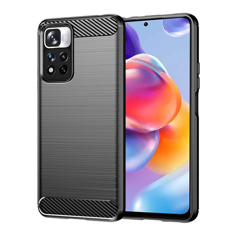 Husa de protectie Techsuit Carbon Siliconecompatibila cu Xiaomi Redmi Note 11 Pro Plus 5G , acoperire spate, negru