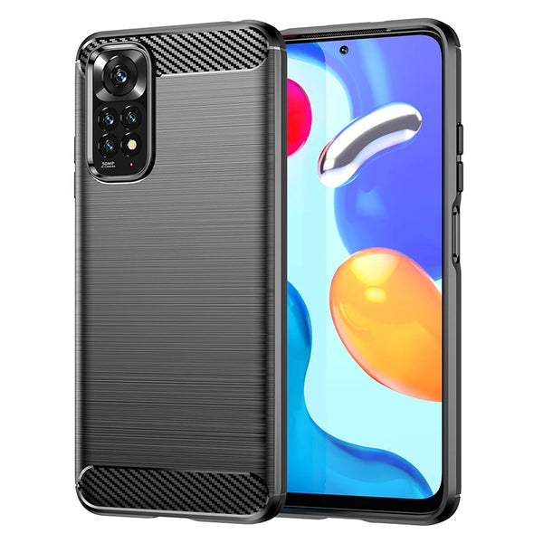 Husa de protectie Techsuit Carbon Siliconecompatibila cu Xiaomi Redmi Note 11 , acoperire spate, negru