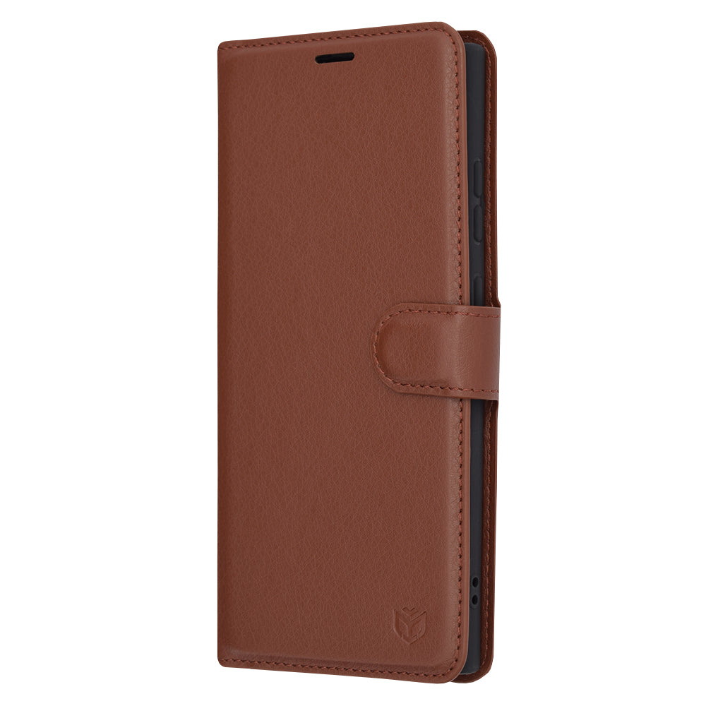 Husa de protectie Techsuit Leather Folio compatibila cu Samsung Galaxy S24 Ultra, acoperire spate, maro