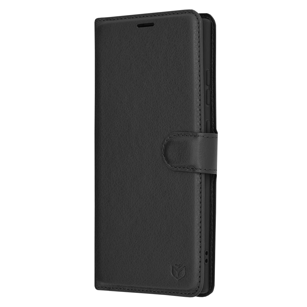 Husa de protectie Techsuit Leather Folio compatibila cu Samsung Galaxy S24 Ultra, acoperire spate, negru