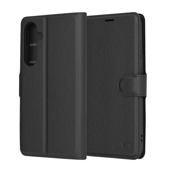 Husa de protectie Techsuit Leather Folio compatibila cu Samsung Galaxy S24 Plus, acoperire spate, negru