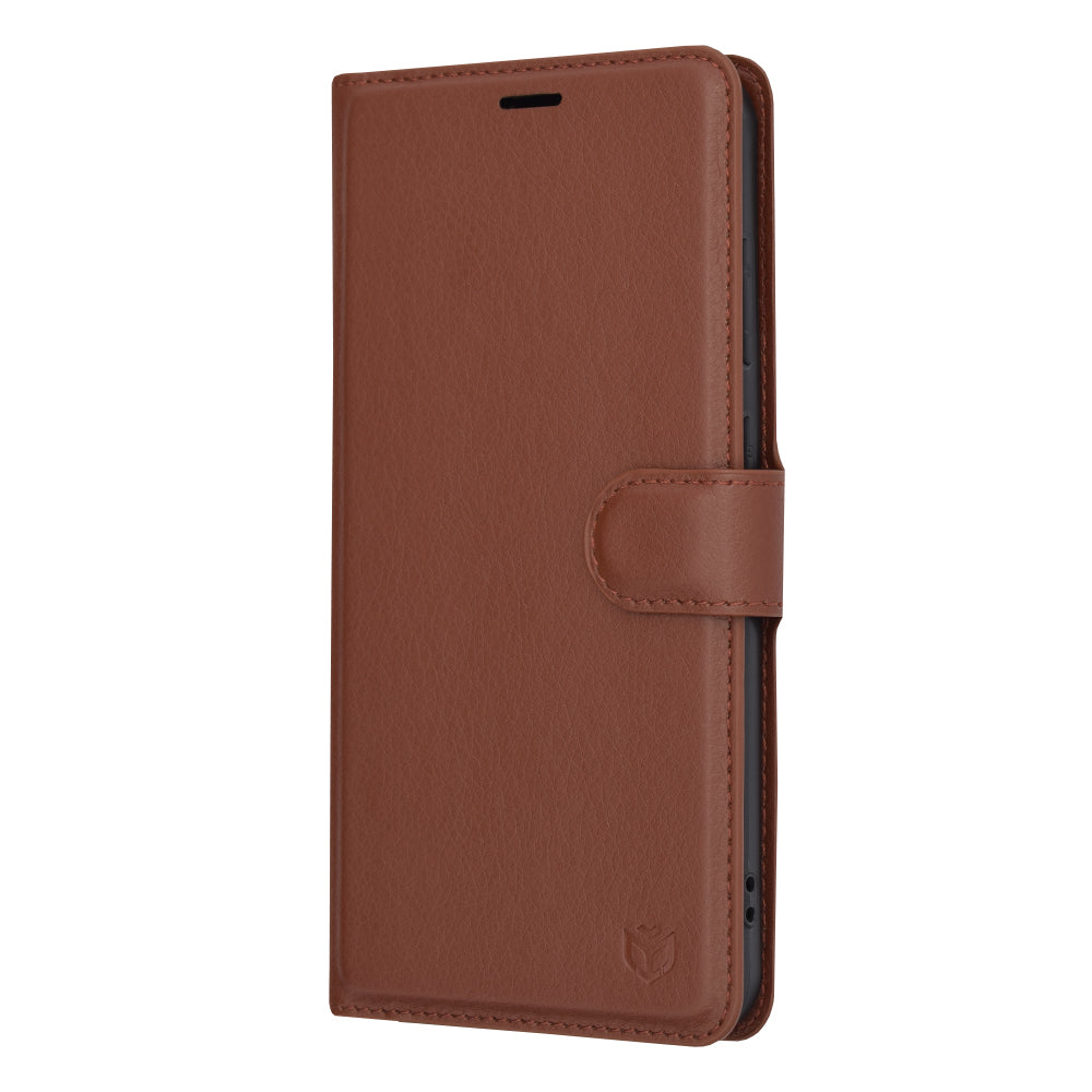 Husa de protectie Techsuit Leather Folio compatibila cu Samsung Galaxy S24 Plus, acoperire spate, maro