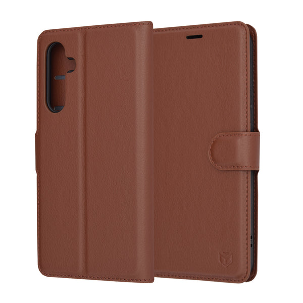 Husa de protectie Techsuit Leather Folio compatibila cu Samsung Galaxy A54, acoperire spate, maro