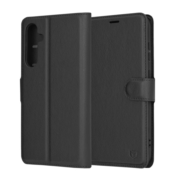 Husa de protectie Techsuit Leather Folio compatibila cu Samsung Galaxy S23 FE, acoperire spate, negru