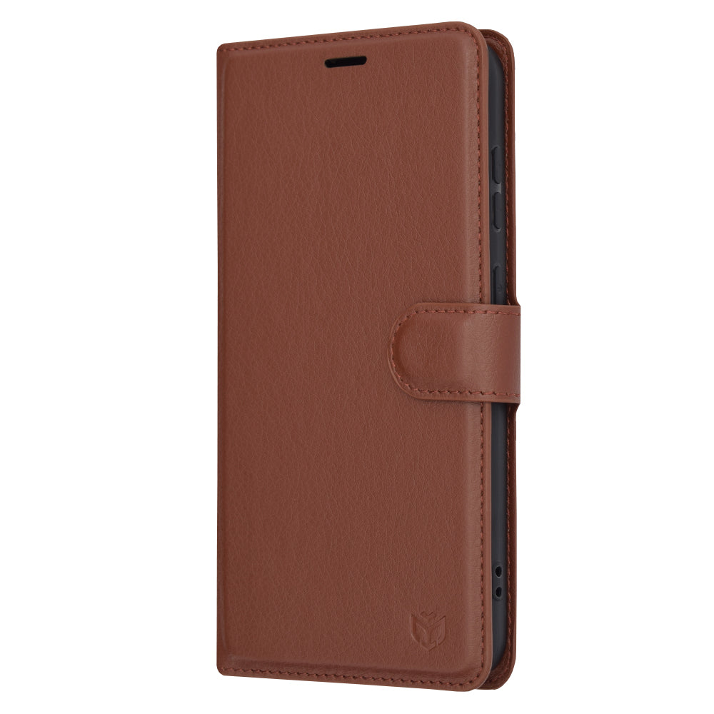 Husa de protectie Techsuit Leather Folio compatibila cu Samsung Galaxy S23 FE, acoperire spate, maro