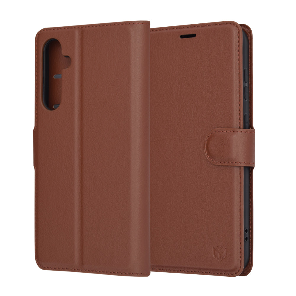 Husa de protectie Techsuit Leather Folio compatibila cu Samsung Galaxy S23 FE, acoperire spate, maro