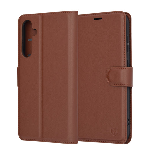Husa de protectie Techsuit Leather Folio compatibila cu Samsung Galaxy S23 FE, acoperire spate, maro