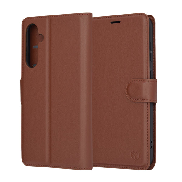 Husa de protectie Techsuit Leather Folio compatibila cu Samsung Galaxy S23 FE, acoperire spate, maro