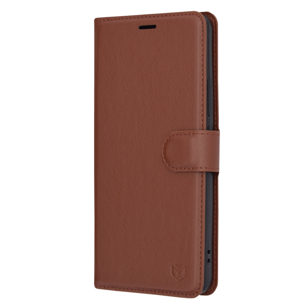 Husa de protectie Techsuit Leather Folio compatibila cu Xiaomi 13T Pro, acoperire spate, maro