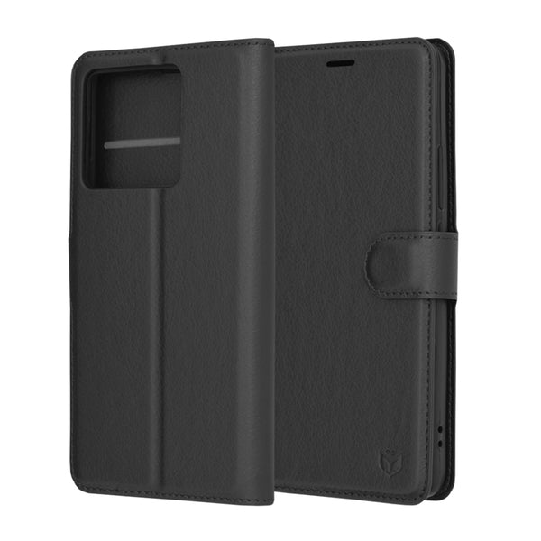 Husa de protectie Techsuit Leather Folio compatibila cu Xiaomi 13T, acoperire spate, negru