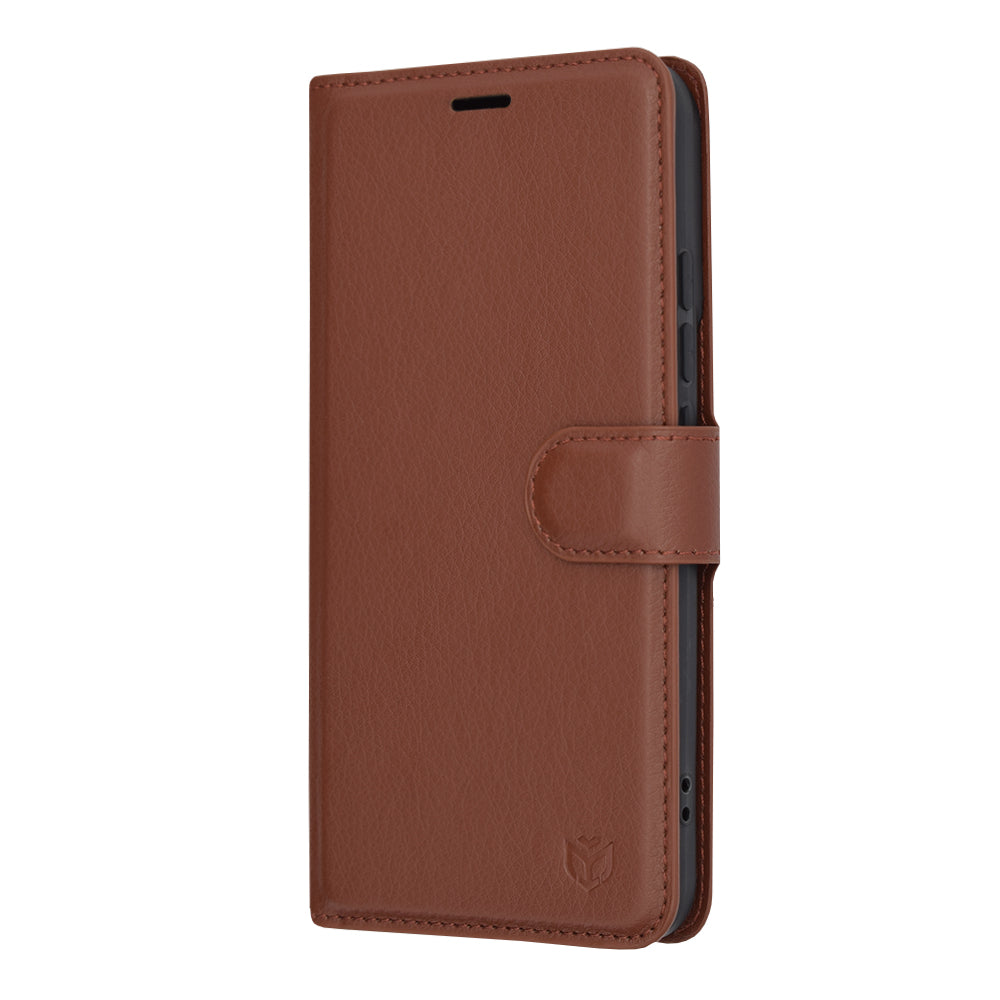 Husa de protectie Techsuit Leather Folio compatibila cu Xiaomi 14, acoperire spate, maro