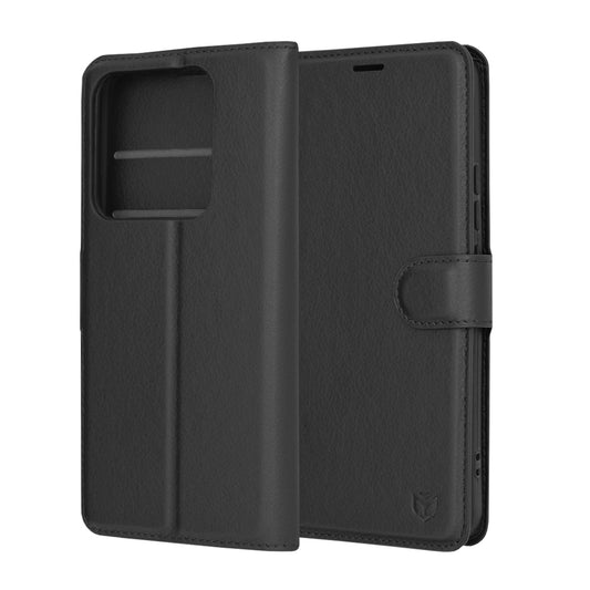 Husa de protectie Techsuit Leather Folio compatibila cu Xiaomi 14 Pro, acoperire spate, negru