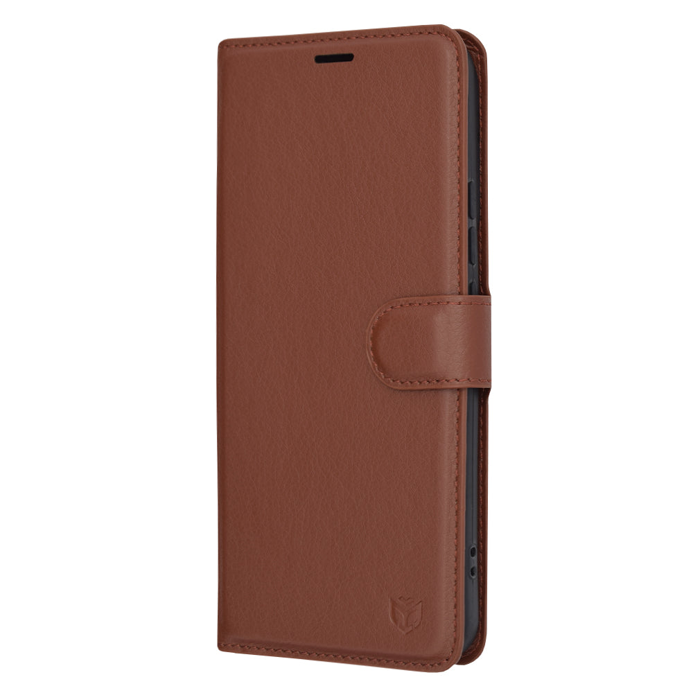 Husa de protectie Techsuit Leather Folio compatibila cu Xiaomi 14 Pro, acoperire spate, maro