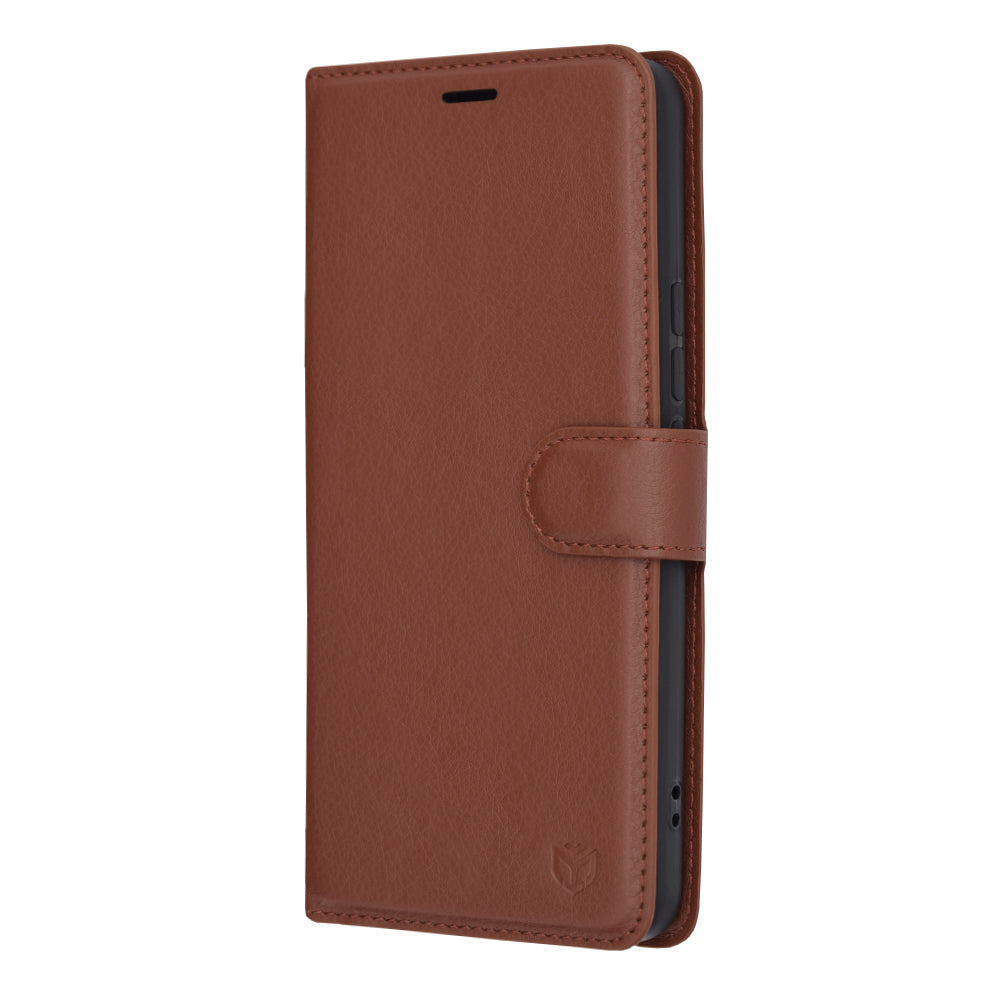 Husa de protectie Techsuit Leather Folio compatibila cu Xiaomi 14 Ultra, acoperire spate, maro