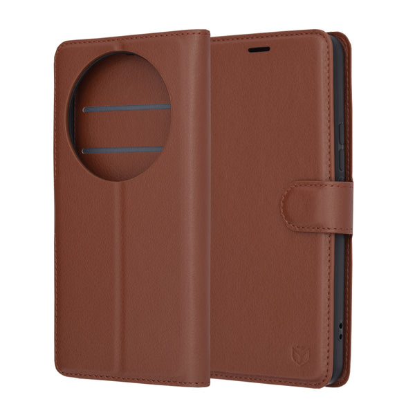 Husa de protectie Techsuit Leather Folio compatibila cu Xiaomi 14 Ultra, acoperire spate, maro