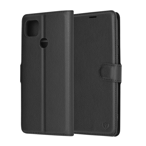 Husa de protectie Techsuit Leather Folio compatibila cu Xiaomi Redmi 9C, acoperire spate, negru