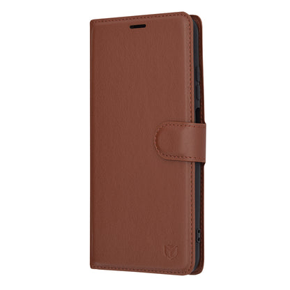 Husa de protectie Techsuit Leather Folio compatibila cu Xiaomi Redmi 10, acoperire spate, maro