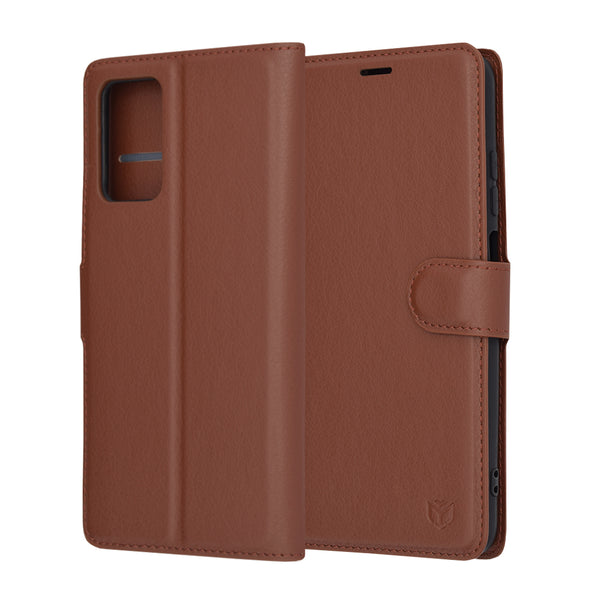 Husa de protectie Techsuit Leather Folio compatibila cu Xiaomi Redmi 10, acoperire spate, maro