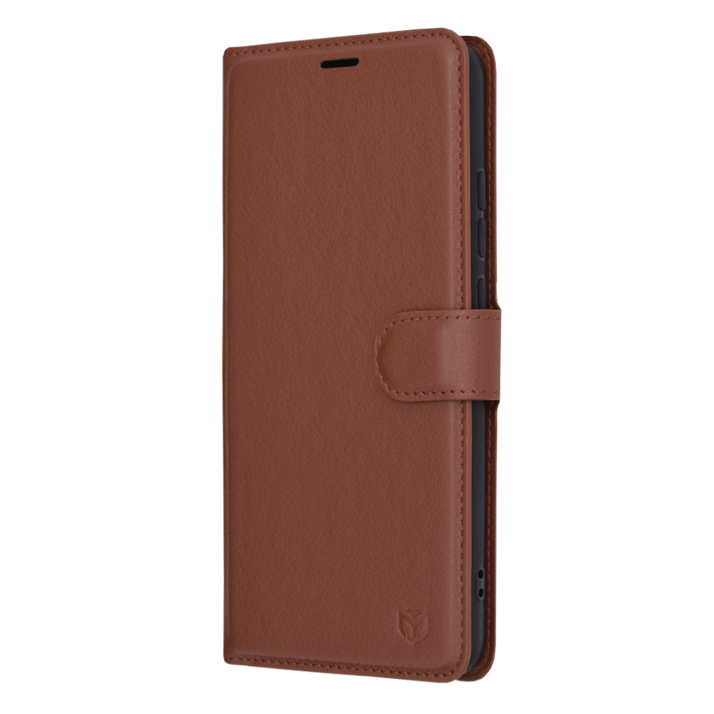 Husa de protectie Techsuit Leather Folio compatibila cu Xiaomi Redmi Poco M6, acoperire spate, maro