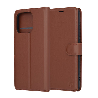 Husa de protectie Techsuit Leather Folio compatibila cu Xiaomi Redmi 13C 4G, acoperire spate, maro