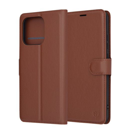 Husa de protectie Techsuit Leather Folio compatibila cu Xiaomi Redmi Poco C65, acoperire spate, maro