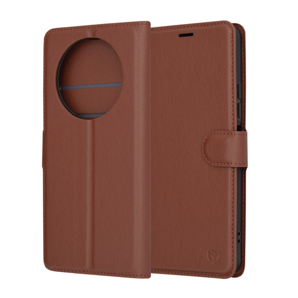 Husa de protectie Techsuit Leather Folio compatibila cu Xiaomi Redmi A3, acoperire spate, maro