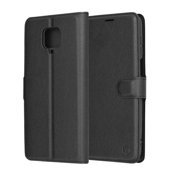 Husa de protectie Techsuit Leather Folio compatibila cu Xiaomi Redmi Note 9 Pro, acoperire spate, negru