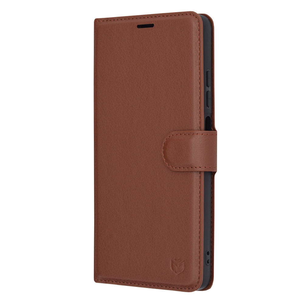 Husa de protectie Techsuit Leather Folio compatibila cu Xiaomi Redmi Note 12 Pro 5G, acoperire spate, maro