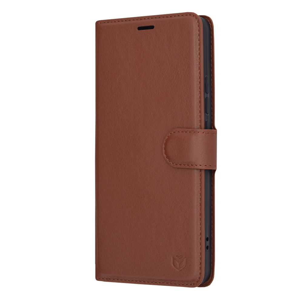 Husa de protectie Techsuit Leather Folio compatibila cu Xiaomi Redmi Note 13 4G, acoperire spate, maro