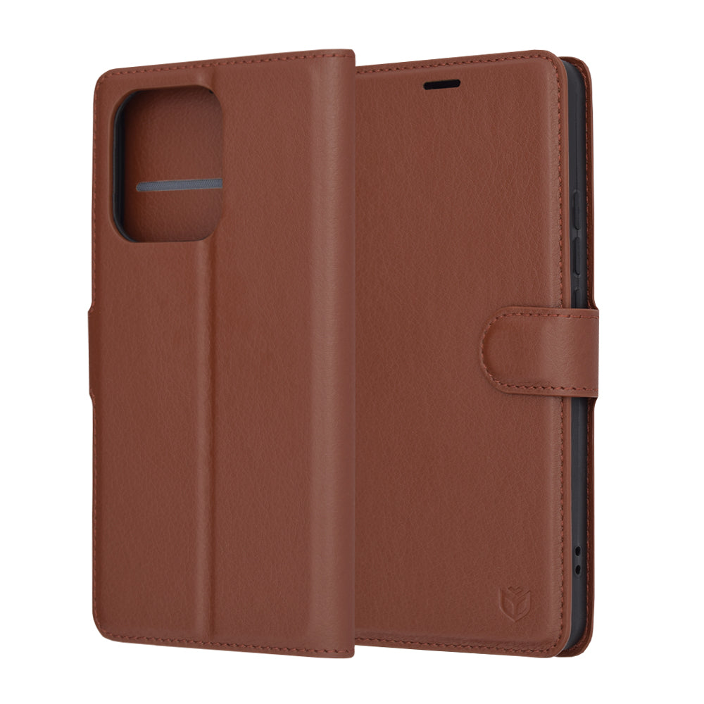 Husa de protectie Techsuit Leather Folio compatibila cu Xiaomi Redmi Note 13 4G, acoperire spate, maro