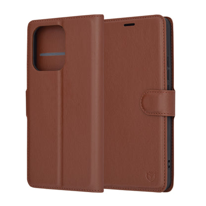 Husa de protectie Techsuit Leather Folio compatibila cu Xiaomi Redmi Note 13 4G, acoperire spate, maro