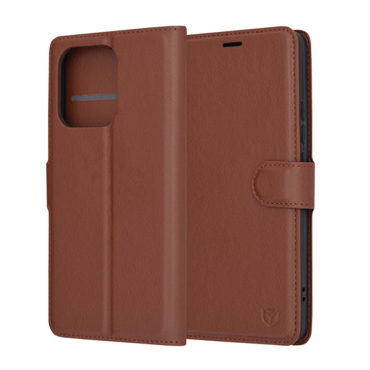 Husa de protectie Techsuit Leather Folio compatibila cu Xiaomi Redmi Note 13 4G, acoperire spate, maro