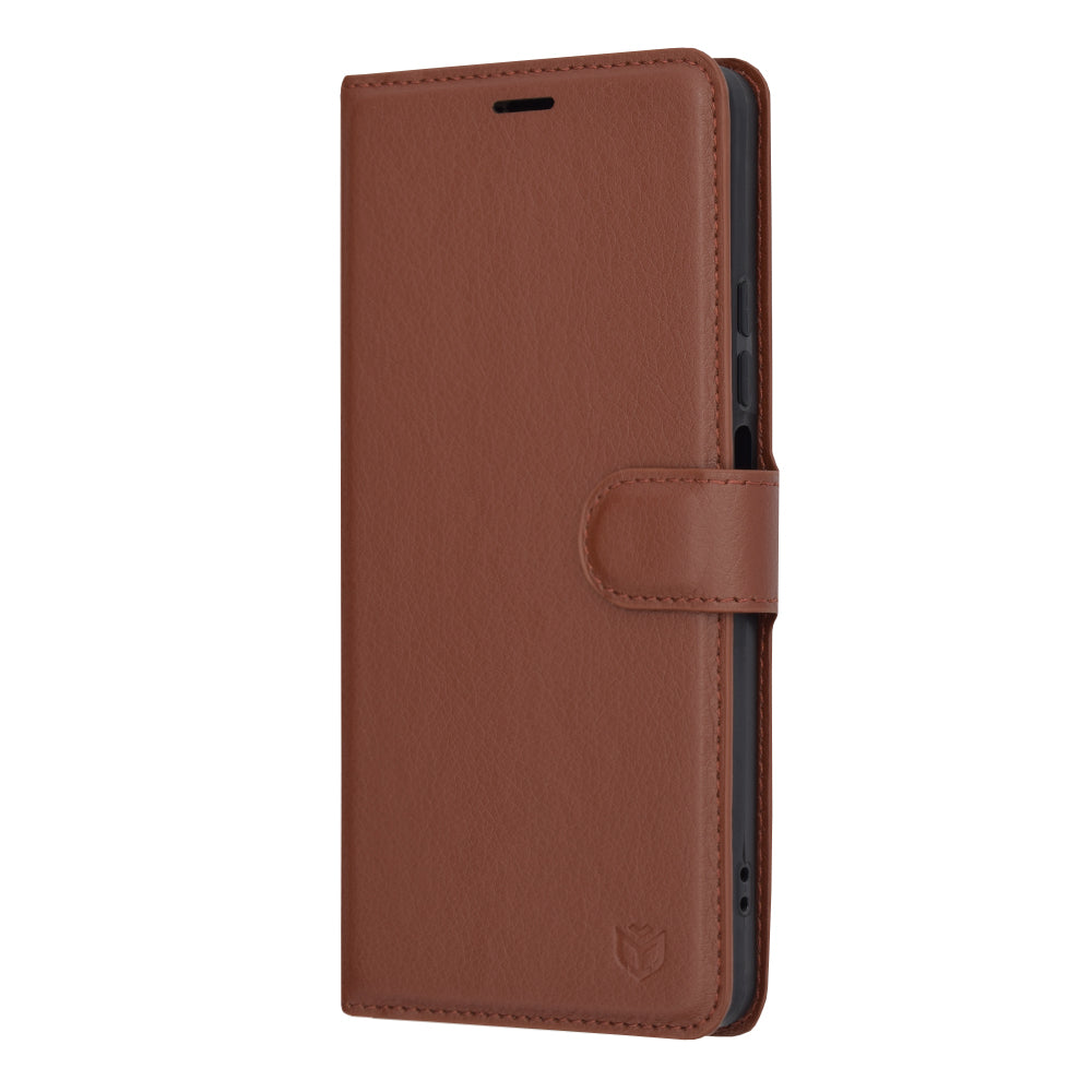 Husa de protectie Techsuit Leather Folio compatibila cu Xiaomi Redmi Note 13 5G, acoperire spate, maro